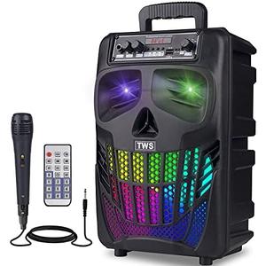 E I F E R Cool Skull Bluetooth Speakers, Portable Wireless Speaker, Compatible with Smartphones and Tablets, Suit for Home Garden Party, Black, 50W, 8-Inch