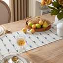 Caflife Boho Table Runner 72 Inchs Long for Modern Farmhouse Room Home Decor, Blue and Beige Coffee Table Runner, Natural Cotton Woven with Tassels Neutral, for Kitchen Dining Table Decor