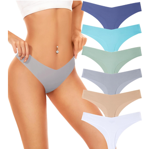 Seamless Underwear Women Pack No Show Thongs For Women Ladies Sexy Panties Underwear Breathable Comfortable 6 Packs, Medium