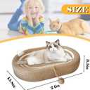 Cat Scratcher Bed 3 in 1 Sisal Cat Scratching Board for Indoor Oval Cat Scratch Pad Durable Scratching Lounge Bed Round Bowl with Toy Balls for Cats Kitten Puppy (24"x15.7"x3.5")