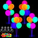 4 Set UV Neon Light up Glow in the Dark Balloon Stand Centerpiece Table Decorations Black Light Fluorescent Latex Birthday Balloon for Party Decorations