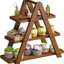 3 Tier Serving Tray Cupcake Stand and Towers Serving Tray for Party Food Tray Farmhouse Serving Platter Decorative Tray Decor Dessert Display Set Tiered Tray Stand (Brown)