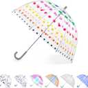 totes Kids Clear Bubble Umbrella with Dome Canopy, Lightweight Design, Wind and Rain Protection Umbrella, Dots, Kids - 38" Canopy