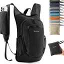 10L Small Hiking Backpack Travel Daypack Lightweight Packable Back Pack for Women Men(Black)