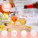 Thenshop 50 Pack 5 oz Plastic Champagne Flutes Clear Disposable Wine Glasses Cups with Stem Reusable Goblets Shatterproof Cocktail Cups for Mother's Day Wedding Party Holiday Dessert(Rose Gold Rim), About 2.64 Inches/ 67 Mm