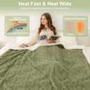 Heated Blanket Full Size 72"X84" Green - Soft Thick Warm Sherpa Electric Blanket for Winter with 6 Fast Heating Levels & 10hrs LED Timer Auto Off for Women, Washable & ETL Certified for Bed