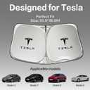 300T Sunshade for Tesla Model Y Model 3, Car Accessories 2026 for Tesla, Front Window Sunshade with Organizer Bag, Gifts for Tesla Owners