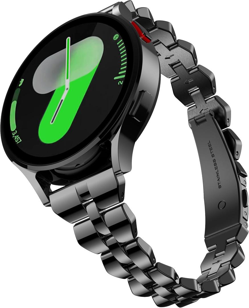 GELISHI 20mm Watch Bands Compatible with Galaxy Watch 7 6 5 4 Band 40mm 44mm for Women, Slim Stainless Metal Band Quick Release Strap for Galaxy Watch 6 Classic 43mm 47mm/Watch 4 Classic 42mm 46mm (Black)