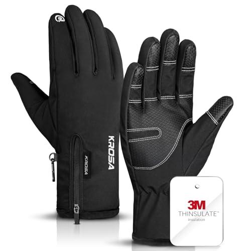 krosa 5-Layer Winter Gloves for Men & Women Made with 3M Thinsulate, -10℉ Waterproof Work Gloves for Cold Weather, Snow Ski Gloves with 10 Touchscreen Fingers  Size XL