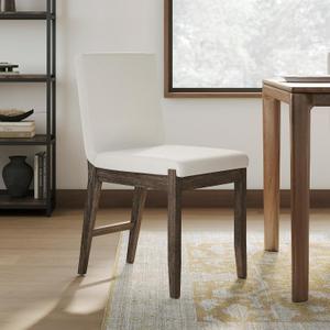 Nathan James Gracie Scandinavian Dining Chair with Cushion, Boucle Dining Chair with Solid Wood Frame, Cream Boucle/Dark Brown, Set of 1