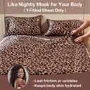 MR&HM Satin Fitted Sheet Full Size, Silky Bottom Sheet with Elastic Corner Straps, Deep Pocket up to 15 Inch, No More Slipping Off for Mattress - 1 Fitted Sheet Only (Brown Leopard)