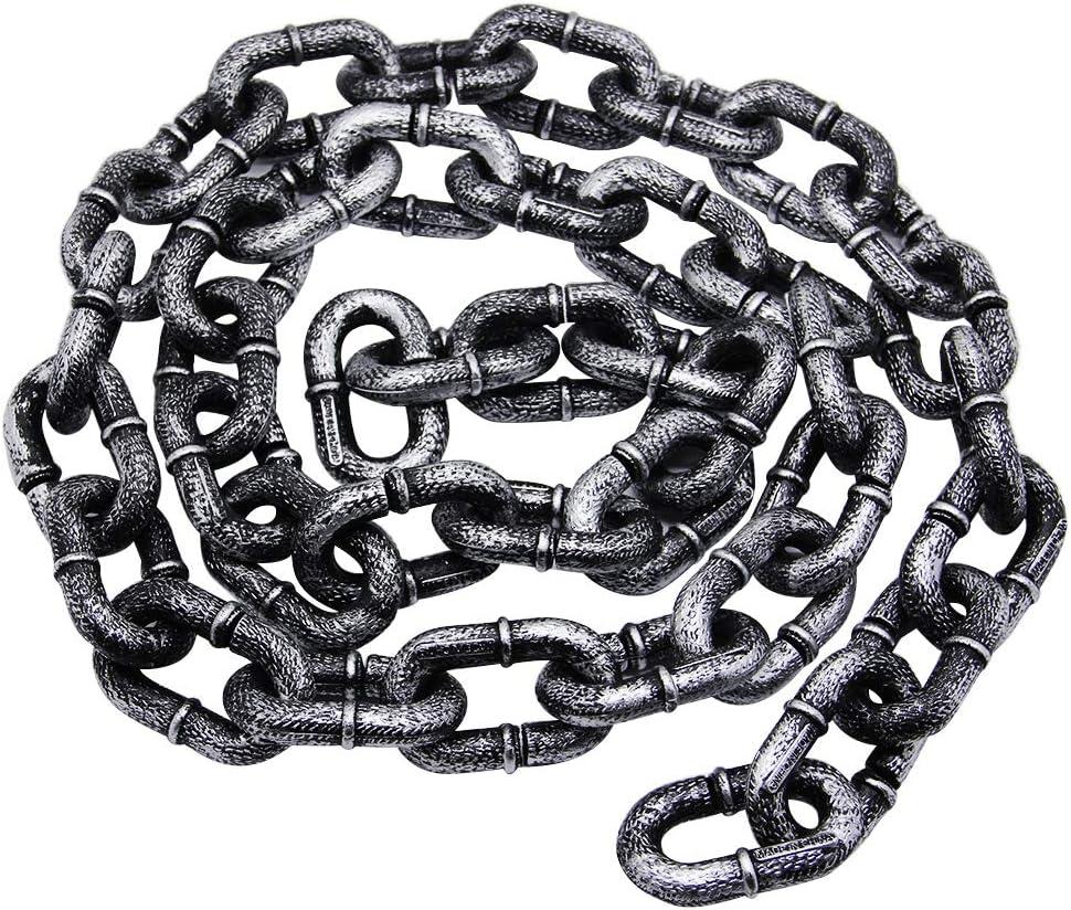 Zcaukya 6FT Halloween Plastic Chains-Costume Accessories, Fake Black Chain Links for Decor Haunted House, Prisoner Theme, Scary Party Horror Props