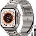 EPULY Compatible with Apple Watch Band 49mm 45mm 44mm 42mm 41mm 40mm 38mm, Business Stainless Steel Metal Watchband for iWatch Band Series 9, Ultra 2, SE, Ultra Series 8 7 6 5 4 3 2 1 Men & Women (Titanium)