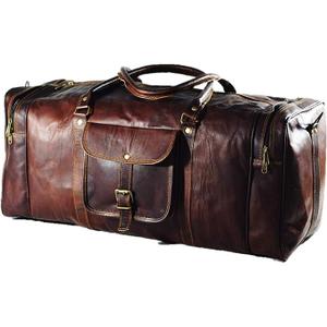 Urban Dezire Handmade Vintage Genuine Leather 32 inch Duffel Goat hide Brown Travel Carry on Luggage