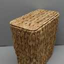 Coeusy 3 Gallon Wicker Trash Can,Small Bathroom Trash Can with Lid,Natural Water Hyacinth Wicker Waste Basket for Bedroom,Toilet,Narrow Garbage Can with Removable Liner