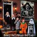 2 x Halloween Skeleton Scary Curtain Window Banner, Halloween Ghost Window Silhouette Door Cover Horror Poster Spooky Backdrop for Indoor Outdoor Wall Garage Living Room Party Decor Props