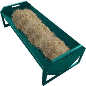 22 Gallon Capacity Livestock Feeder, 45" Hay Feeder for 10 Sheep Once, Heavy Duty Steel Livestock Feeding Trough for Horse, Goat, Sheep, Cattle, Cow, Alpaca, Dark Green