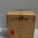 Adjustable Vanity Stool with Storage, 360 Swivel Vanity Chair, Velvet Small Round Ottoman Footrest for Bathroom, Makeup Room, Beige (Silver Base)