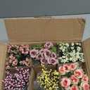 LUEUR 6Pcs Artificial Flowers with Ceramic Pot Fake Flower Arrangements Small Faux Spring Flowers in Vase Home Spring Decor, Centerpiece Table Decorations for Farmhouse Office Shelf Dining Table