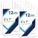 Smarpau 5x7 Acrylic Sign Holder, 12 Pack Double Sided Clear Display Stands, Vertical Table Number Holders, Plastic Picture Frames, Flyer Menu Brochure Sign Holder for Office, Show Fair, Restaurants