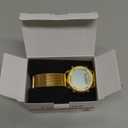 Women's Step Counter Pedometer Watch with Stainless Steel Bracelet, Stylish Design, No App, No Charging Needed for Step, Calorie, Distance, Alarm, Countdown TimerTU-2401 (Gold)