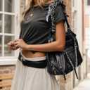 Women's Large Tote Bag City Tote Bag Purse with Zipper Women Vegan Leather Hobo Handbags with Adjustable Strap, Black 