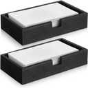 Suzile 2 Pack 2 Inch Tall Black Wood Guest Towel Holder Tray for Bathroom, Flat Paper Napkin Basket Sink Tray Toilet Tank Topper Cocktail Napkin Holder for Home Table Countertop Kitchen Desk(Classic)