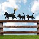 Fence Yard Statues Garden Stake, Metal Wall Art Statues Outdoor Rust-Proof Decor, Laser Cut Silhouette Art Double Sided Metal Sculpture for Outdoor Courtyard Garden Fence TreeBlack Cat