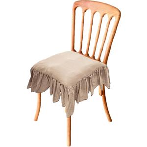 Ruffled Seat Cushions Memory Foam Chair Pads with Ties, Almond, 40 x 40 cm Square