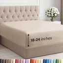 Extra Deep King Fitted Sheet - Hotel Luxury Single Fitted Sheet Only - Easily Fits 18 inch to 24 inch Mattress - Ultra Soft, Wrinkle Free w/Extra Deep Pockets - Easy-Care, Breathable & Comfy - Wheat