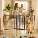 FXW Dog Gate Extra Wide Designed for Indoor Use, Adjustable Width Up to 83-inch Wide (40" H 3 Wire Panels for Medium and Large Dogs),  Black, Up to 83" W【2 Panels + 1 Door】, 40"H
