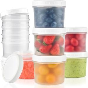 TUZAZO 12 Oz Food Storage Containers with Double-Seal Lids (12-Count) Reusable Small Plastic Soup Freezer Containers for Portion and Meal Prep | Microwave-, Freezer-, Dishwasher-Safe | BPA Free