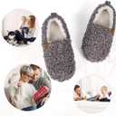 Women's Soft Curly Full Slippers - Memory Foam House Shoes Cozy Loafer with Polar Fleece Lining Indoor Lightweight House Slip-on (Gray)