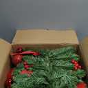 Christmas Garland with Lights, 9FT 30 LED Prelit Christmas Garland with Pinecones, Flowers, Bows, Outdoor Indoor Christmas Decorations Garland Battery Operated with Timer for Stairs,Mantel,Door,Window