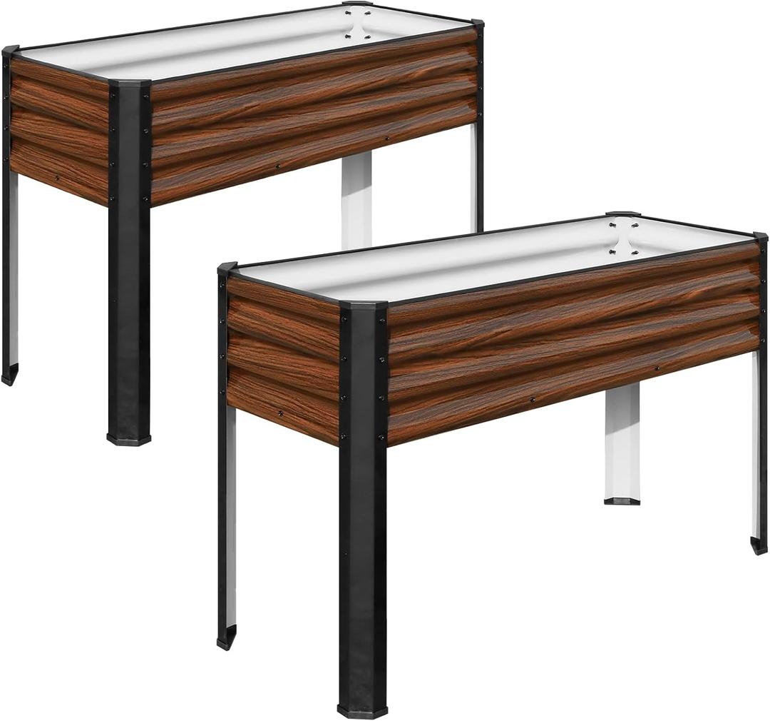 SnugNiture Raised Garden Bed with Legs, 2PCS 481832in Outdoor Metal Elevated Raised Planter Box for Backyard, Patio, Balcony