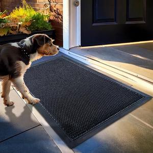 Muddy Mat Mesh Door Mat Heavy-Duty Quick-Dry Floor Mat, Sand & Dirt Trapper for Indoor & Outdoor, Ideal for Entrance, Mudrooms, Patios & Garages, Low-Profile, Non-Slip, Washable Black 17"x30"x0.4"