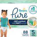 Pampers Pure Baby Diapers, Size 5 (27+ lbs), 88, Up to 100% Leakproof, Premium Hypoallergenic Soft Diapers