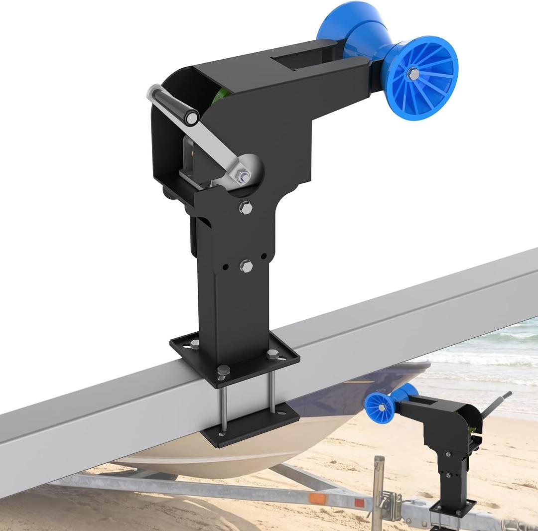 Heavy Duty Boat Trailer Winch Stand with 1200lbs Winch & PU Roller | 3-Level Height (14", 18", 22") | Fits 3"-4" W Trailer Tongue | Rustproof Design & Secure 26ft Strap Ensure Safe Boat Loading