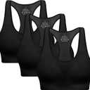 Racerback Sports Bras for Women with Pads - High Impact Athletic Tank Tops for Yoga and Workout Brassieres Bra (Black, XL)
