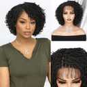 Micro Twist Braided Double Full Lace Wigs for Black Women Mini Braid Wig with Baby Hair Short Curly Box Braid Lace Synthetic Hair (10 Inch)