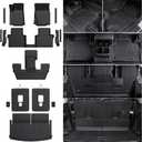 Floor Mats for 2021-2025 Jeep Grand Cherokee L (6-Seater w/o Center Console), TPE Cargo Mat with Manual-Fold 3rd Row Seatback Cover & Door Sill Guards for 2025 Grand Cherokee L Accessories