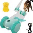 Puffluv Interactive Cat Toys, Automatic Moving Mouse Toy for Indoor Cats, Remote Control Cat Toys with LED Lights,Rechargeable Electric Kitten Toy USB Charging(Green)