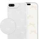 Jusy Compatible with iPhone 7 Plus/8 Plus Bow Phone Case, Cute Clear Ribbon Bowknot Pattern Aesthetic Soft TPU Transparent Cases Protective Phone Cover for Women Girly - White