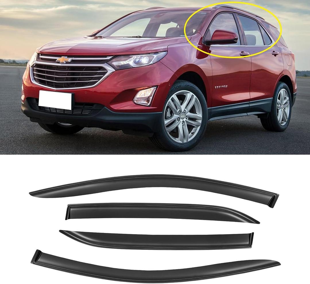Window Rain Guards for 2018-2024 Chevrolet (Chevy) Equinox, Window Visor Guard Vent Wind Shade Deflector Rain Shield Protector Sun Visor for 18-24 Equinox,Tape-on/Outside-Mount, 4 Pieces