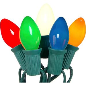 Oviejo Orange C7 Christmas Lights, 25Ft C7 LED Outdoor String Lights with 27 Clear Orange Bulbs, Hanging Christmas Decorative Lights for Indoor Outdoor Holiday Party Backyard Garden