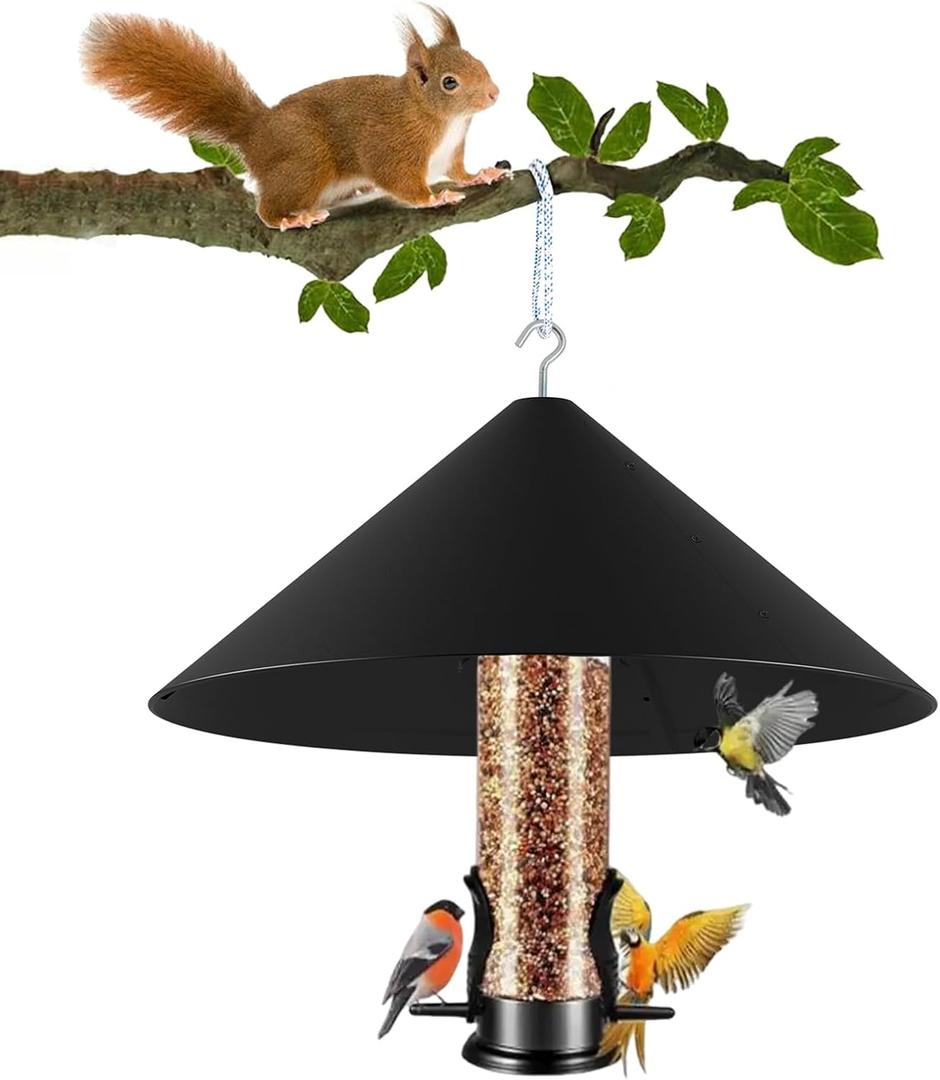 19 Inch Metal Squirrel Baffle for Bird Feeder, Hanging Baffles for Squirrel Proof Bird Feeders, Outdoor Cover Rain Guard, Rust Chew Proof Heavy Duty