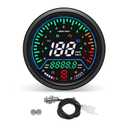 Universal Motorcycle Speedometer with Tachometer 12000 RPM, 6 Gear, Mileage, Volt, Oil Level, Indicator Light Km/h MPH LCD Anti-Glare 12V Digital Speedometer for Motorcycle Gauge Cluster