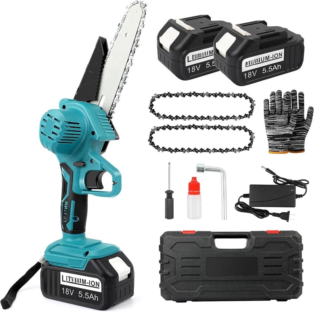 6 inch Electric Mini chainsaw Cordless Handheld Chain Saw 2 Battery, Replacement for John Deere OEM