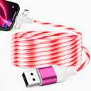 3-in-1 LED Charging Cable, Light Up Multi Charger Cord with USB-C, Micro USB & Connector for iPhone, for iPhone 17/16/15/14/13/12/11, Samsung, Android, and More (Pink with Red Light, 6.6FT)