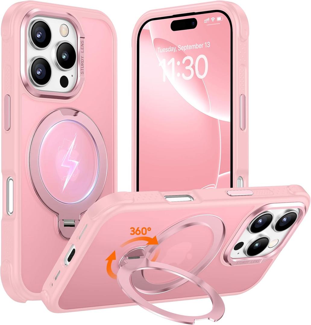 Magnetic Ring Stand Compatible with iPhone 16 Pro Max Case 6.9 inch 2024 - Pink